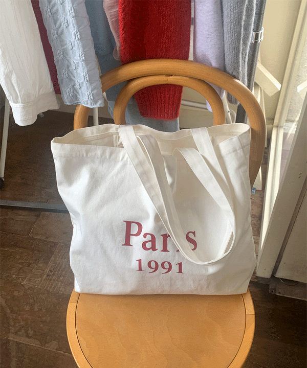 파리 캔버스 레터링 에코백 bag (2color)
